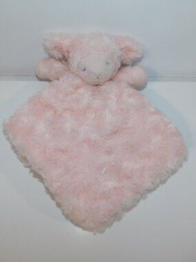 Blankets & Beyond Pink Lamb Sheep Fuzzy Swirl Security blanket Baby Lovey Plush